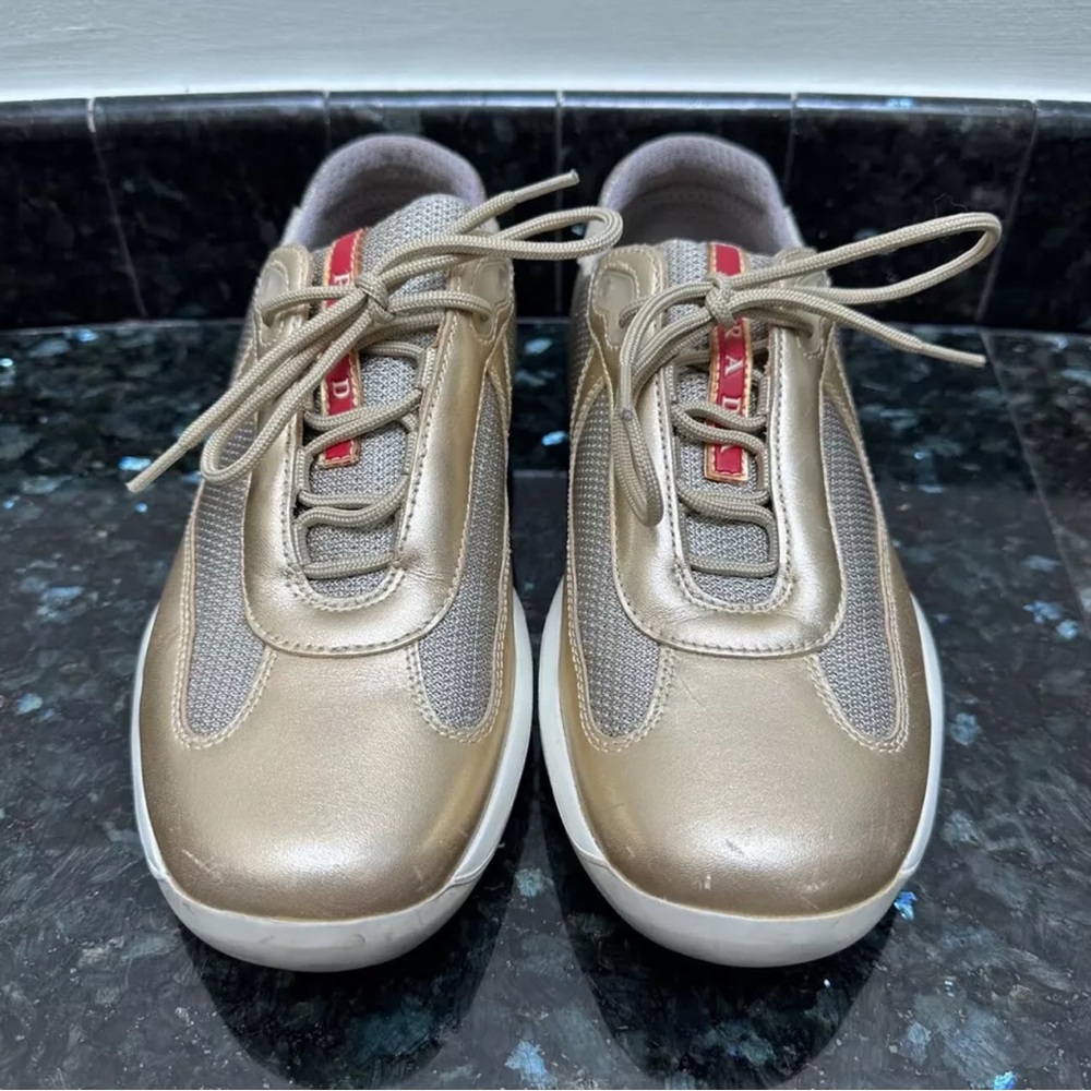 PRADA Americas Cup light gold women’s sneaker size 38.5